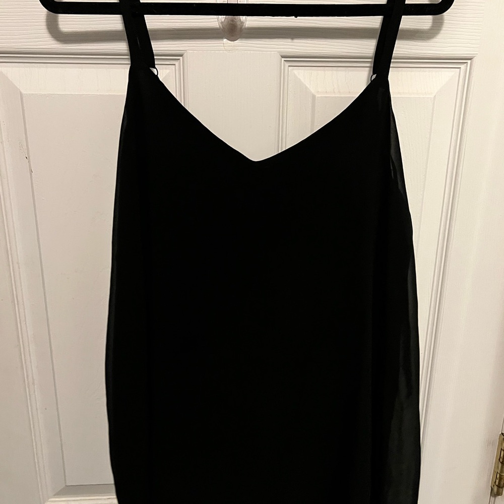 Elegant, Flowy, Double layer Black Tank Top
